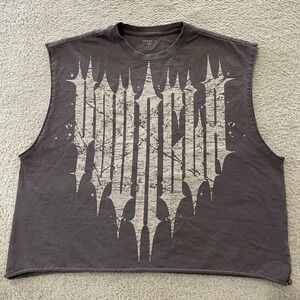 YoungLA Revenge Crop Cut Off Tank Mens Gray Sleeveless Muscle Boxy Y2K 3021